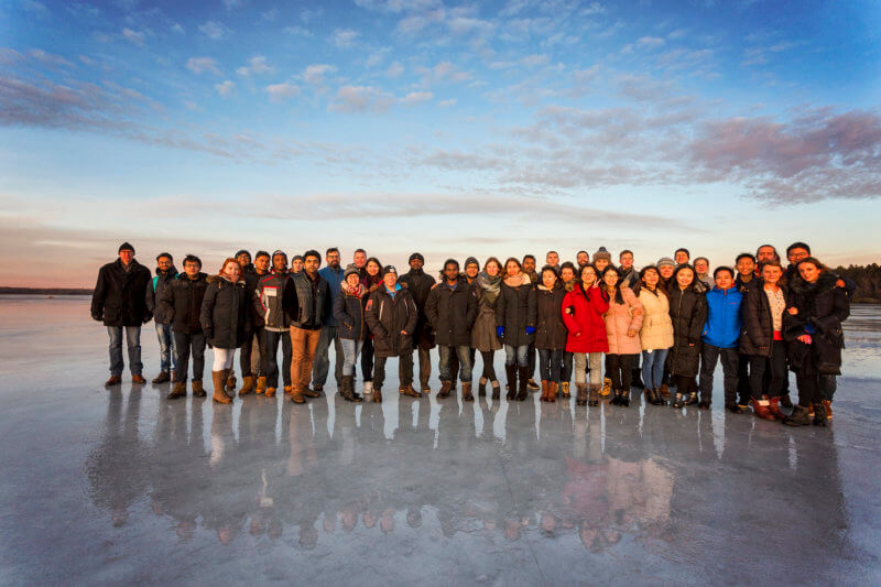 First and second year EACH students and faculty members – Standing on the frozen Lake Erken (Photographer: Jay)